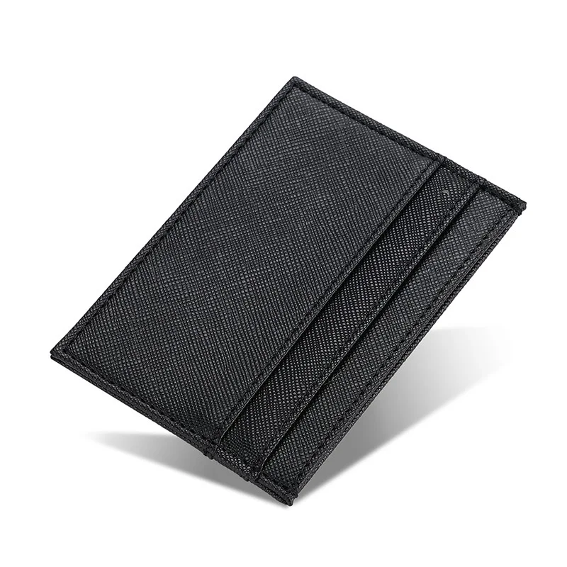 Wholesale slim saffiano leather card holder pu leather