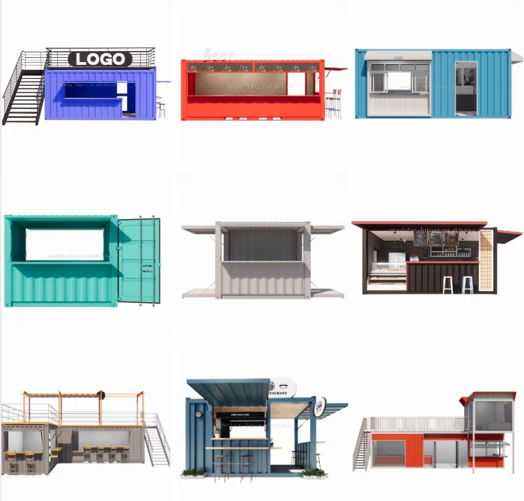 20-футовый сборный Съемный контейнер 40 футов роскошный для кафе ресторана бара плоский