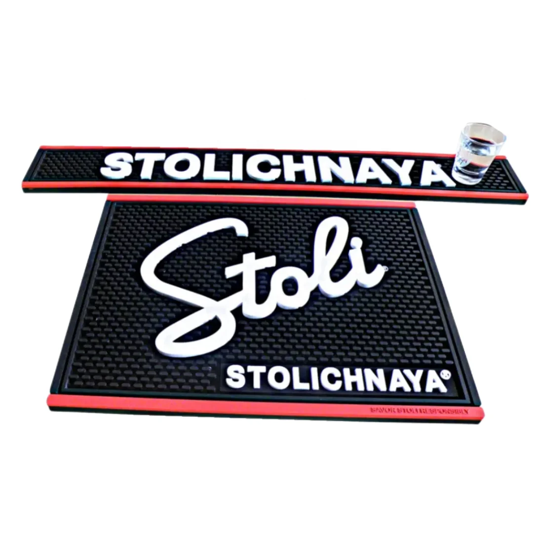 Customized Logo&Color Bar Accessories Bar Runner Mat Black Rubber Beer Bar Mat with Logos