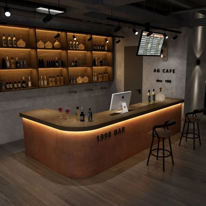 Wholesale Factory Direct Custom Home Wooden Bar Counter For Setting Up Functional Bars Fashionable Wooden Bar Counter