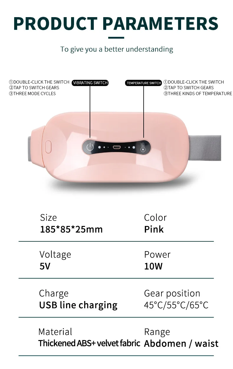 Menstrual cramp warming belt heating pad USB portable warmer rechargeable waist heater electric waist heating pad belt NoAging