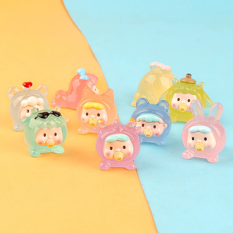 Cartoon Luminous Cute Nini Series Party Girl Diy Resin Micro Landscape Epoxy Rubber Accessories Toy Ornaments
