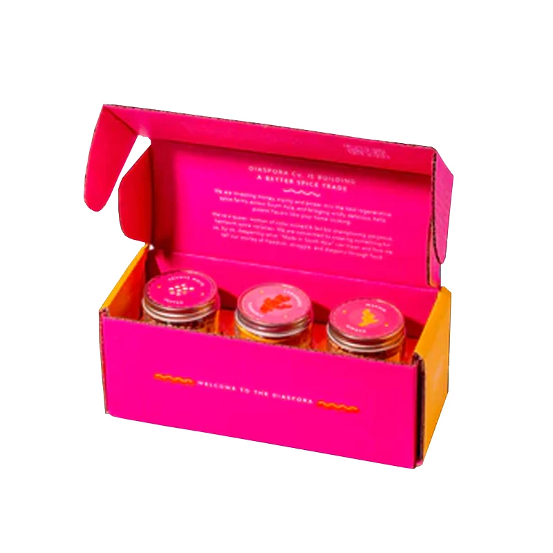 Custom logo print spice packaging box 3 jar jam boxes small carton packaging box for herbs