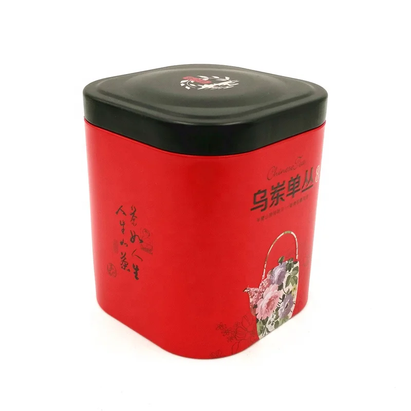 Big chamfer Chinese style square tea container tin