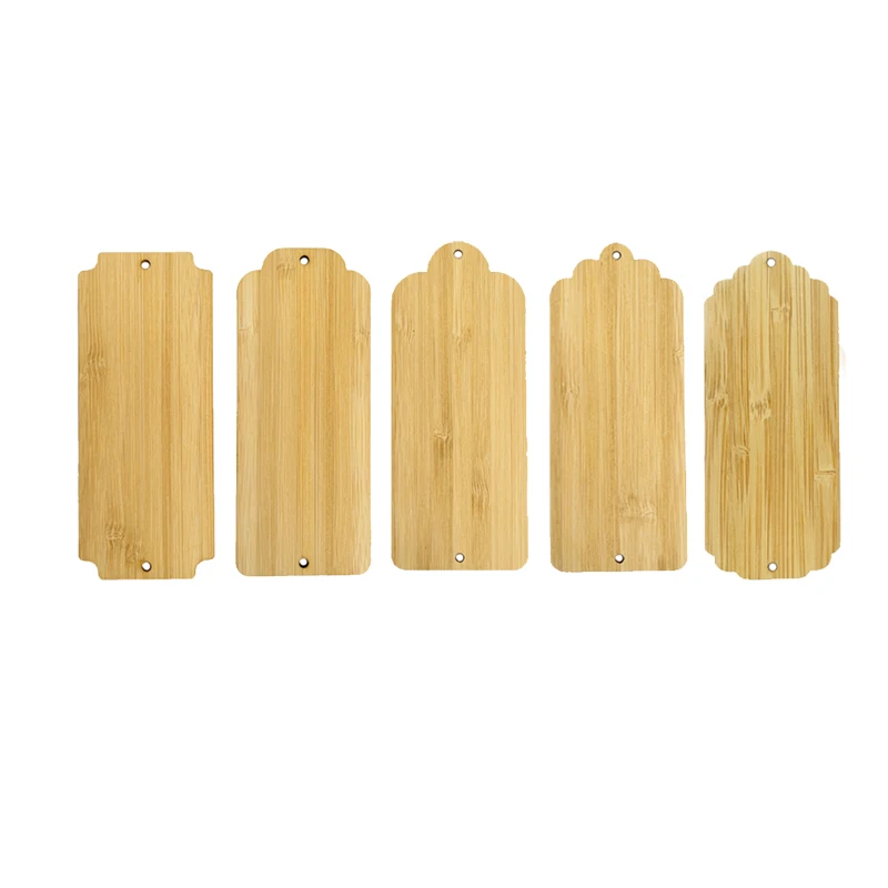 Unfinished bamboo label rectangular blank hanging ribbon hole suitable for Thanksgiving custom hanging sign bookmark