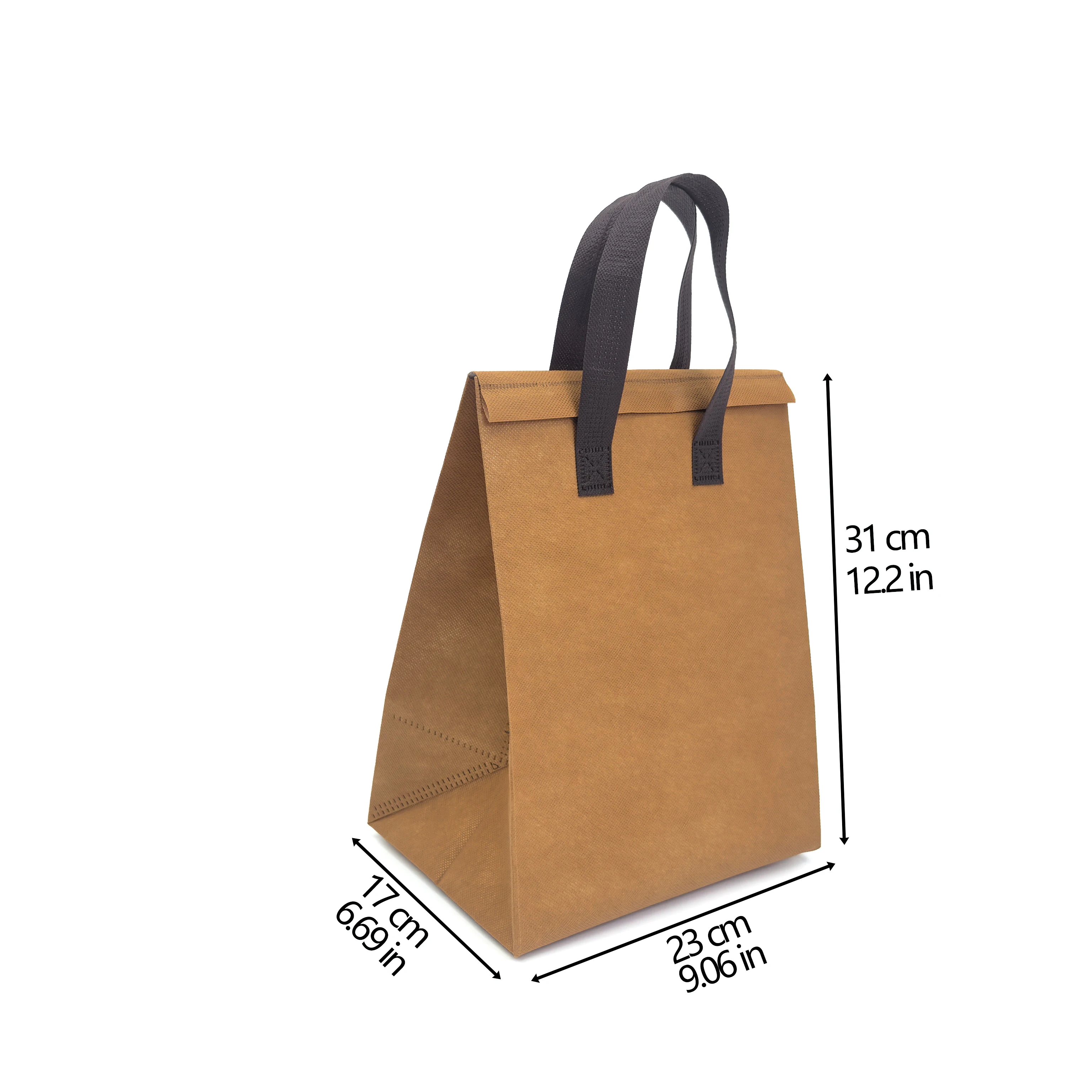 Custom Printed Logo Insulated Lunch Bag Cheap Non-Woven Fast Food Take-Away Cooler with Adhesive Strip