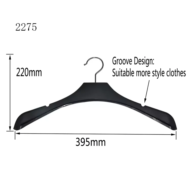 39.5cm Anti Slip Hanger Rotatable 360 Degree Swivel Hook Black Plastic Garment Hanger for Suit Clothes Display