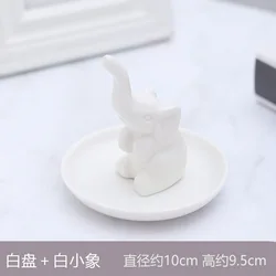 Lovely Elephant Dish Rose Gold Kitty Table Decor Stand Ring Holder Ceramic Jewelry Tray Trinket