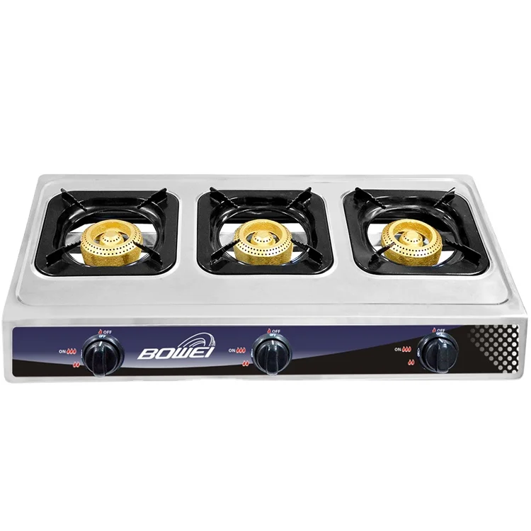 Hot Selling Stainless Steel Gas Cooktop  Triple Burner Gas Stove  Portable Gas Cooker