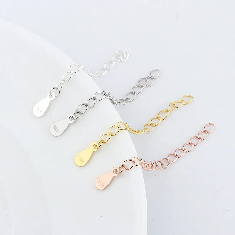 WHOLE SALE BULK PRICE .100% Real 925 Sterling Silver 5 CM extension chain Jewelry Findings Connector Components for DIY
