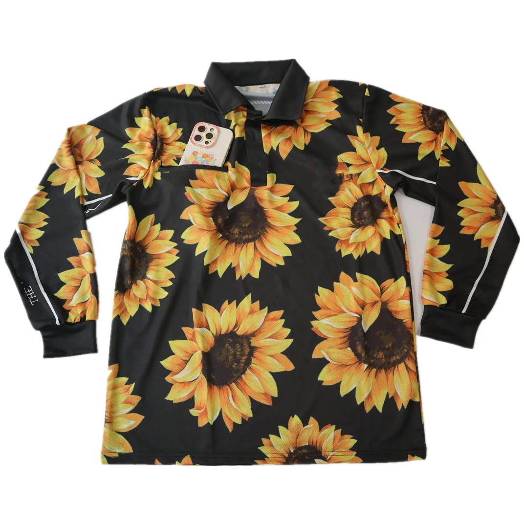 Рыболовная рубашка с длинным рукавом для девочек ультрафиолетовые пуговицы одежда рыбалки индивидуальным Сублимированным принтом походная