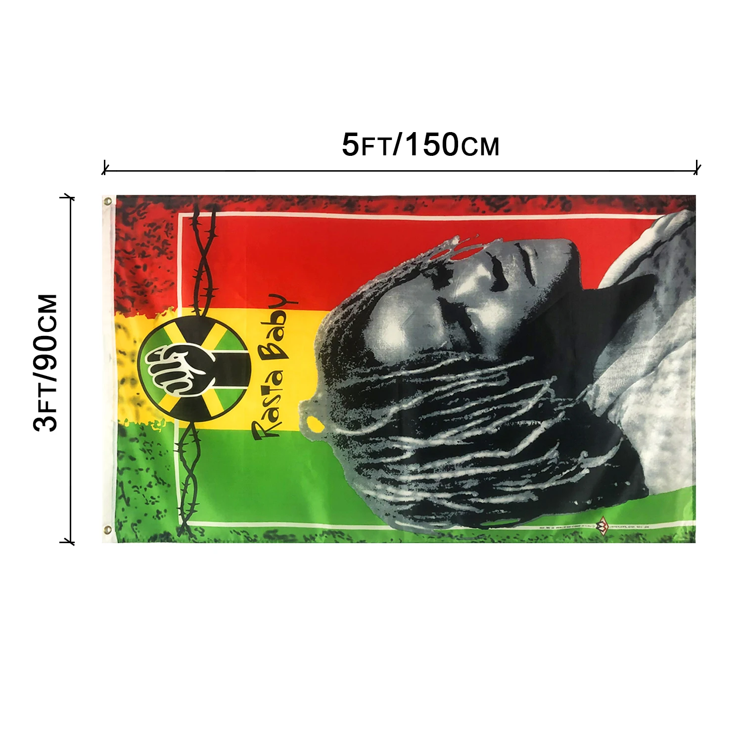3x5ft wholesale polyester digital printing Rasta Baby advertising flags banners custom design flag for sale