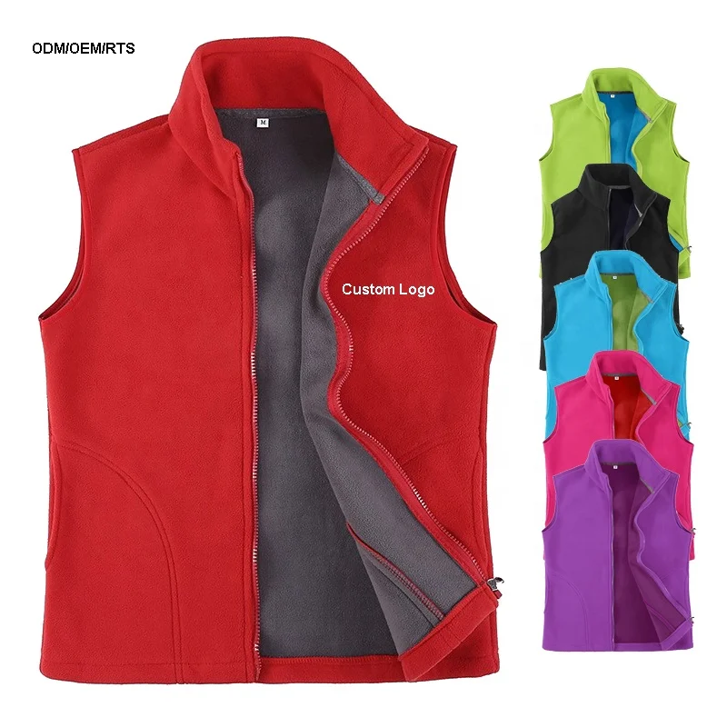 Women Fleece Jacket Polar Fleece Zip Vest Outerwear with Pockets Warm Sleeveless Waistcoat Vest Fleece