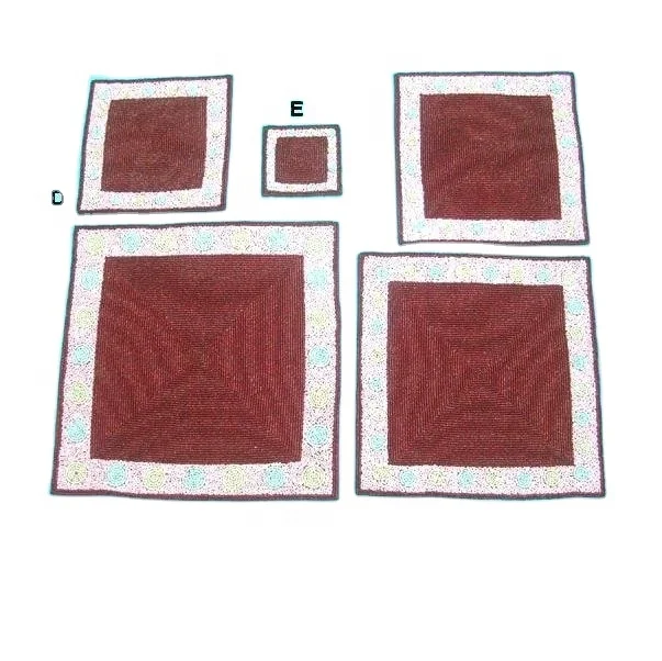 
White border Glass bead place mats and coasters in square shape 