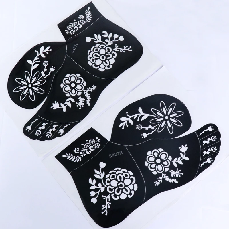 Private label stencil oem tattoo color maker self adhesive henna foot DIY tattoo stencil