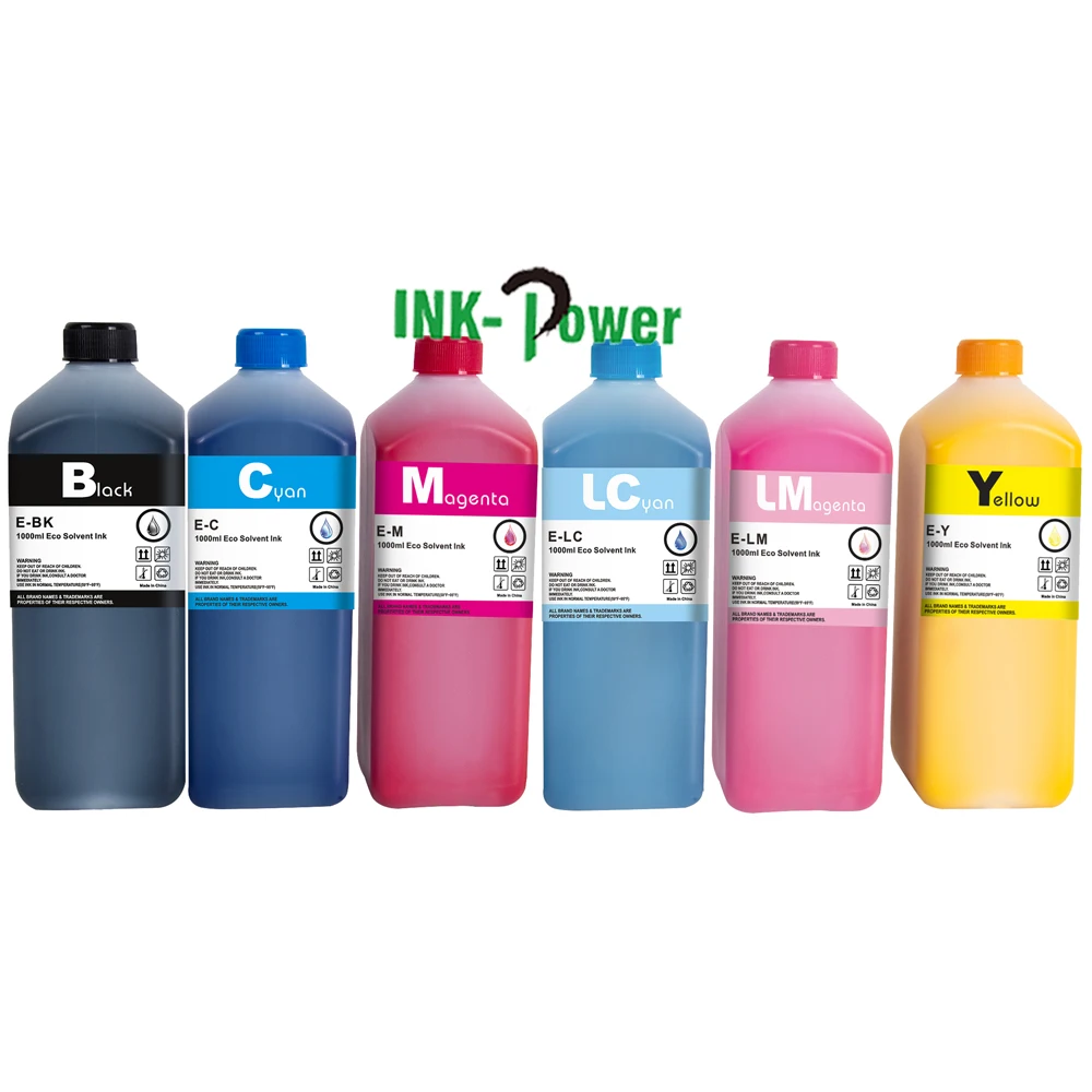 INK-POWER 1000ML Bottle Compatible Universal Eco Solvent Eco-solvent Ink For Inkjet Epson xp600 dx4 dx5 dx7 i3200 Print Head
