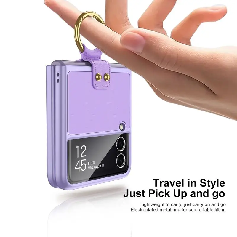 New Phone Film Film Protective Cover Ultra Thin Pc with Ring Buckle Phone Case Cover For Samsung Galaxy Z Flip 3 Z Fold3