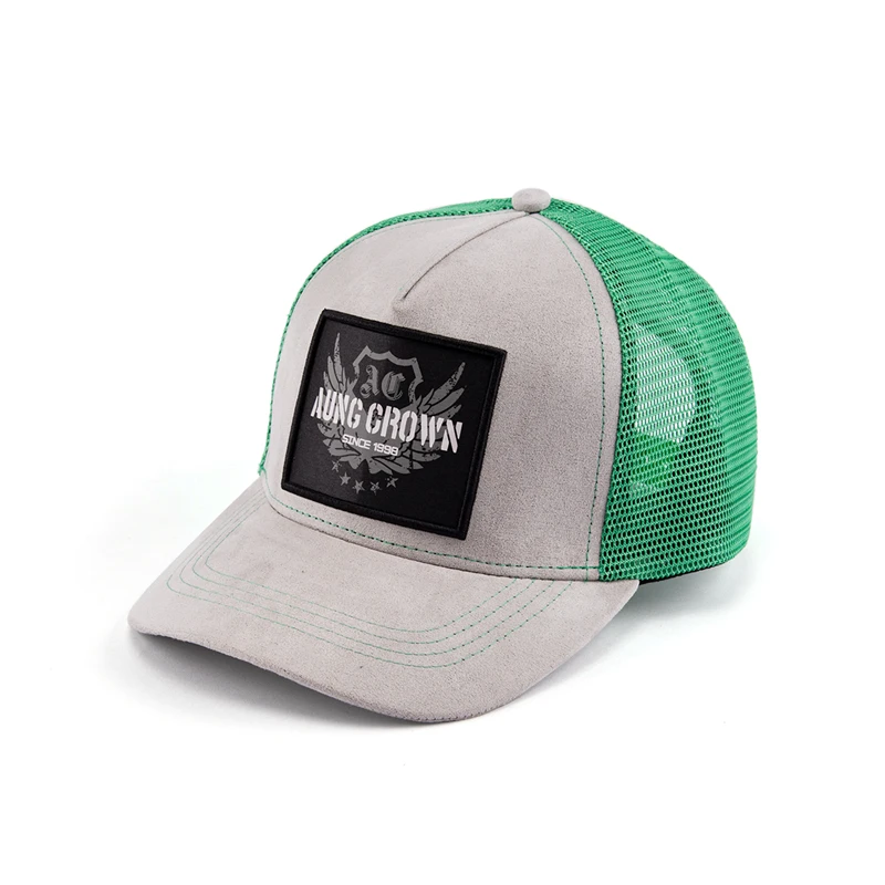 Custom Design 3d Embroidered Custom Logo 5 Panel 100% Cotton Suede Gorras Mesh Trucker Hat Cap