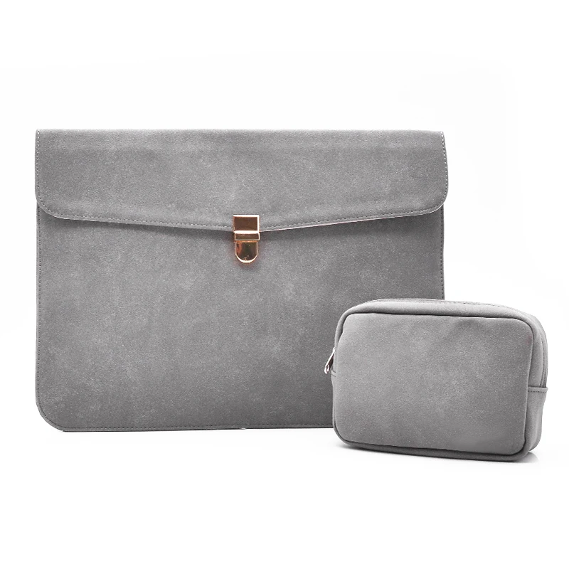 Ultra Slim Flap Style Waterproof Faux Suede Vegan PU Leather Protective Case 13 Inch Laptop Sleeve Case For MacBook Pro Air