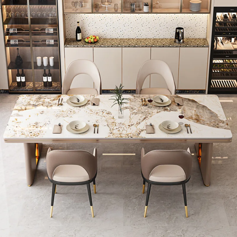 luxury dining room furniture antique modern sintered stone dining table set with 8 10 seater chairs
