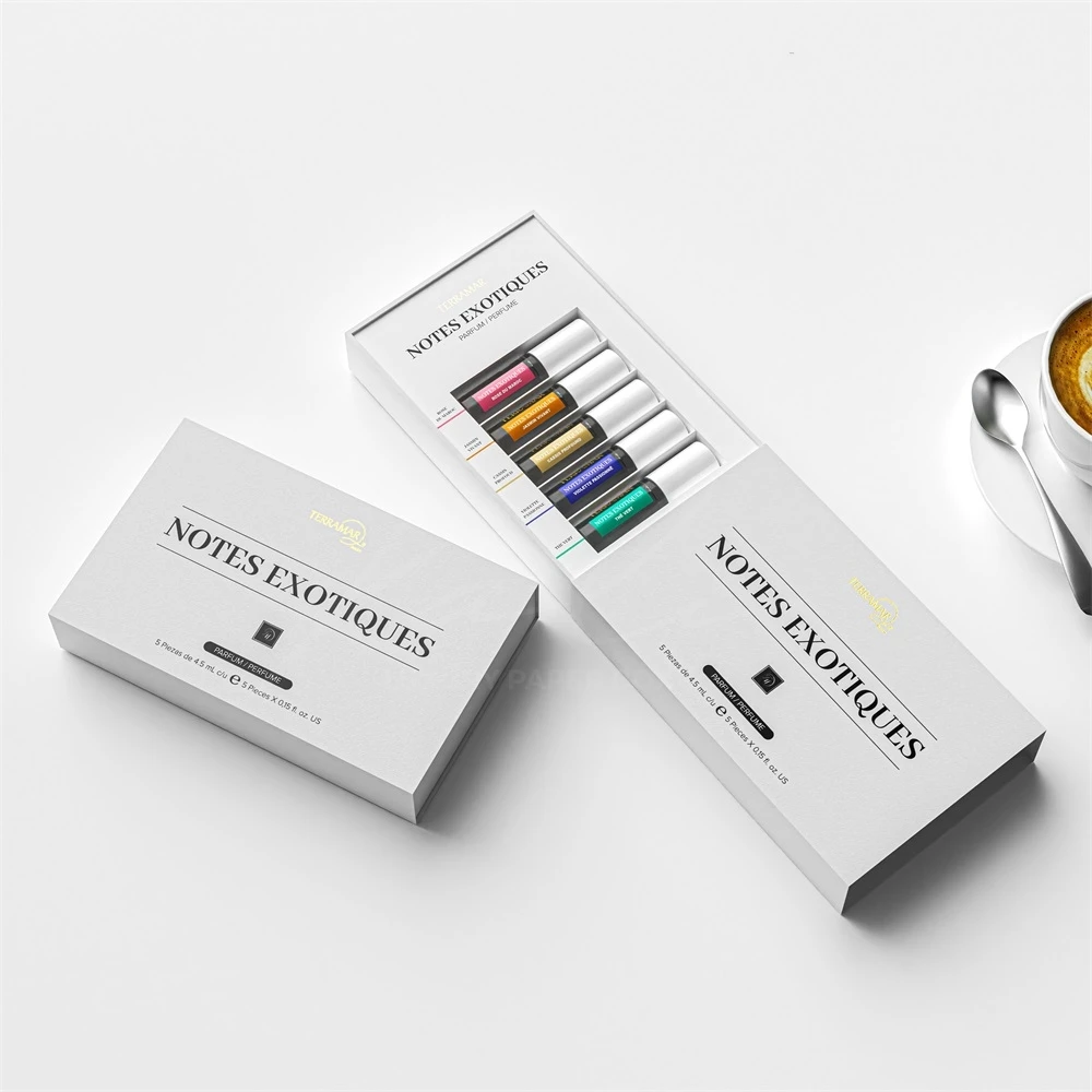 Custom Logo Printed Gift Slide Drawer Tester Box Perfume Miniature Sample Set Packaging 10ml Perfume Vial Bottles With Box