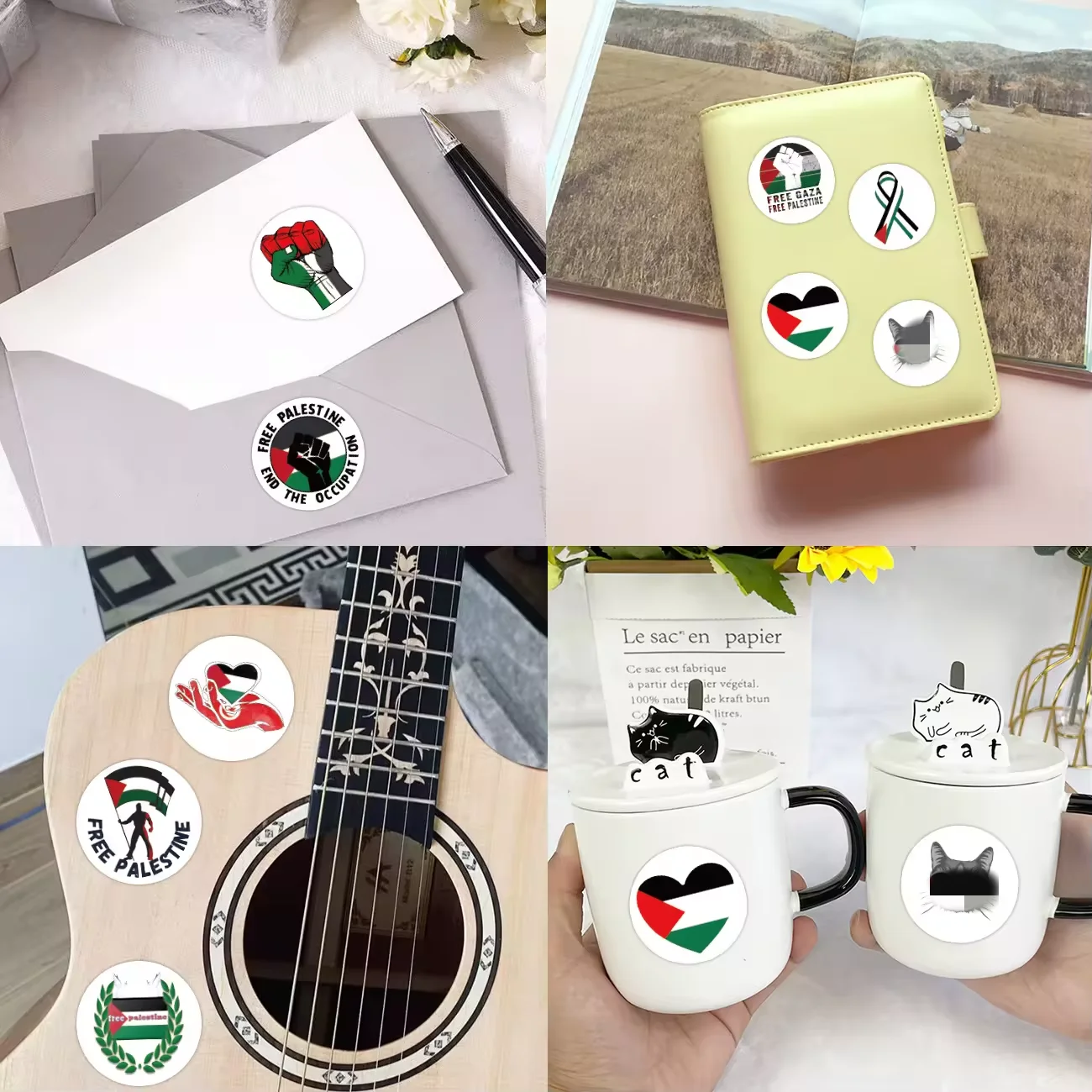 500pcs/roll Custom Stickers Pattern Palestine Car Sticker Waterproof Palestine Flag Stickers For Decoration