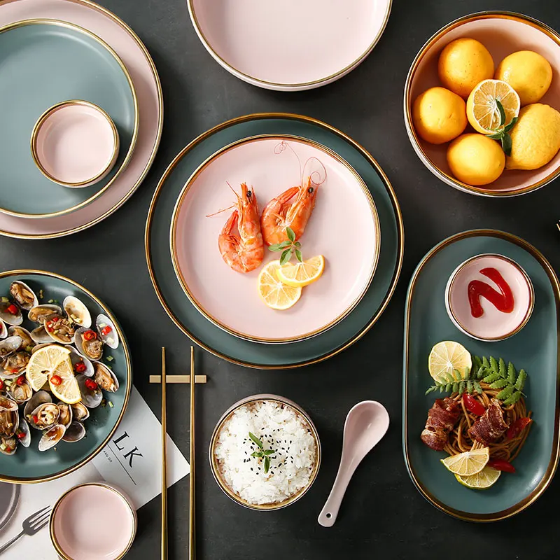 White Porcelain Plates For Food Dinner Set Dishes Salad Soup Bowl Ceramic Plates And Bowls Set Tableware Set Service For 4/6/8