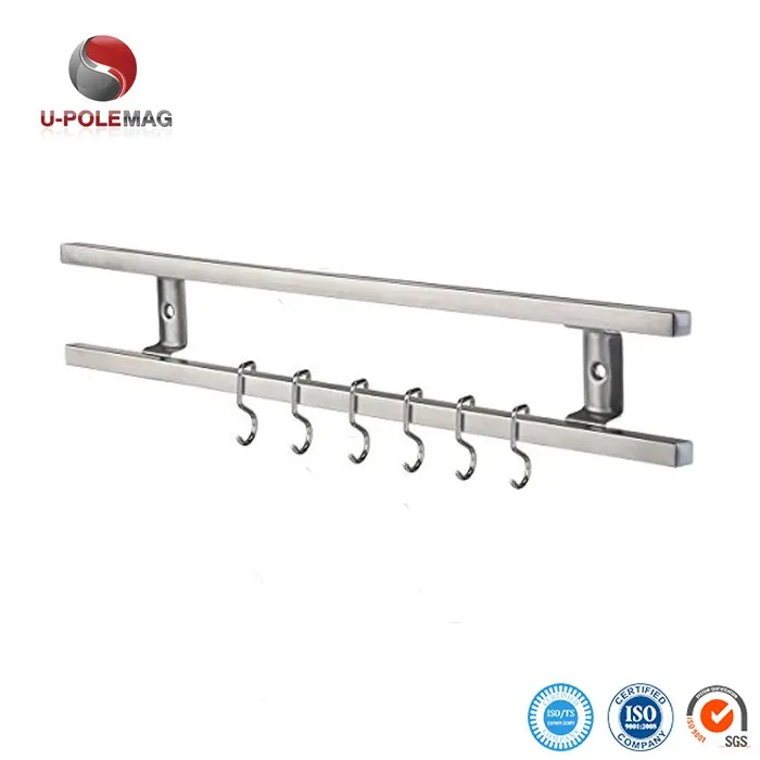 18 Inch 304 Stainless Steel Magnetic Knife Bar Rack with 6 Hooks Magnetic Knife Holder for Wall Mount
