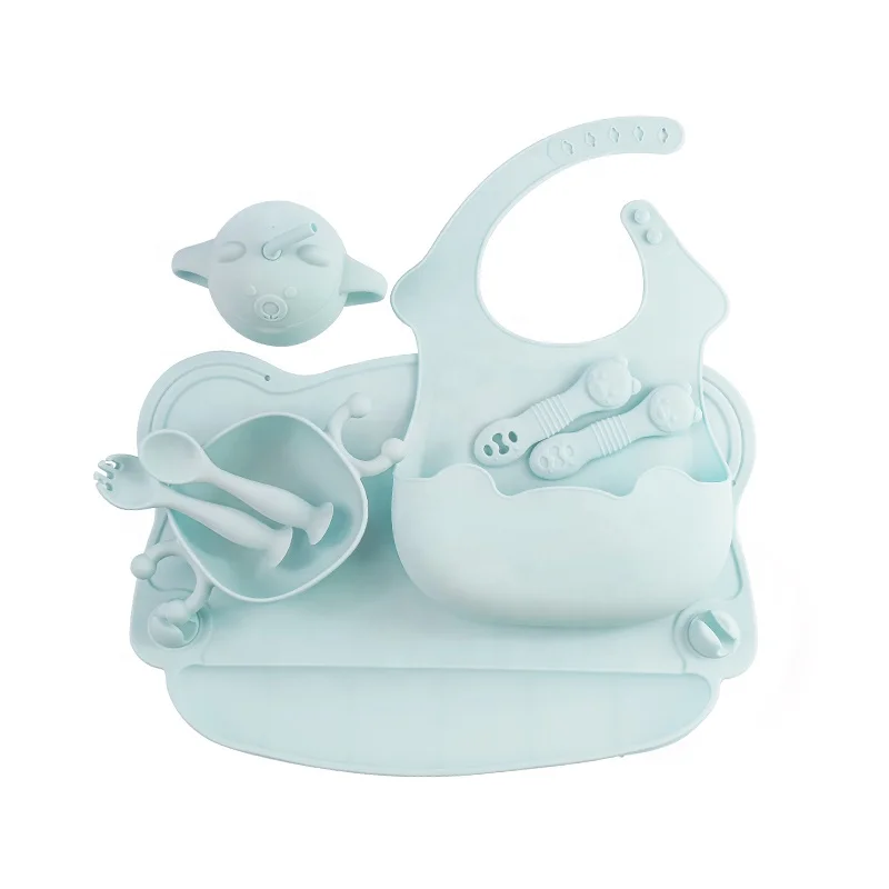 Bpa Free Food Grade Silicone Tableware Toddler Baby Silicone Suction Plate Modern Kids Bowl Silicone Baby Feeding Set