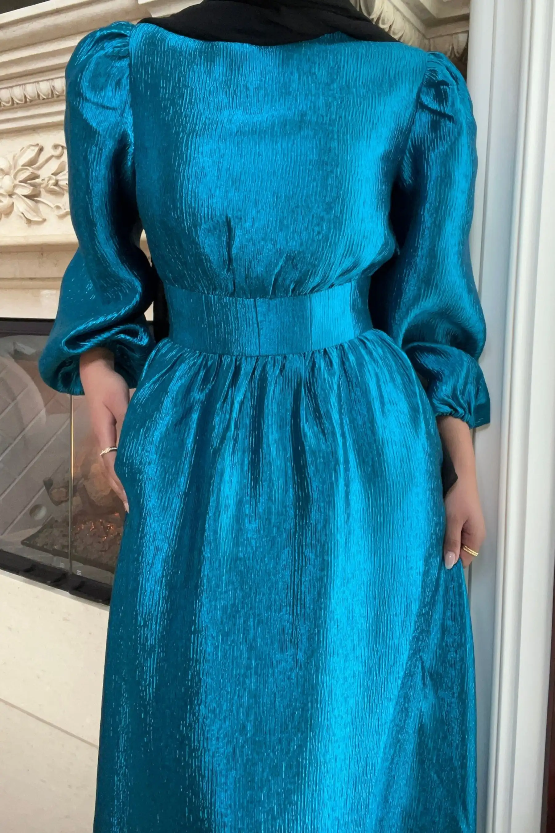 customize prom long sleeve party one piece royal blue evening gowns women plus size casual dress