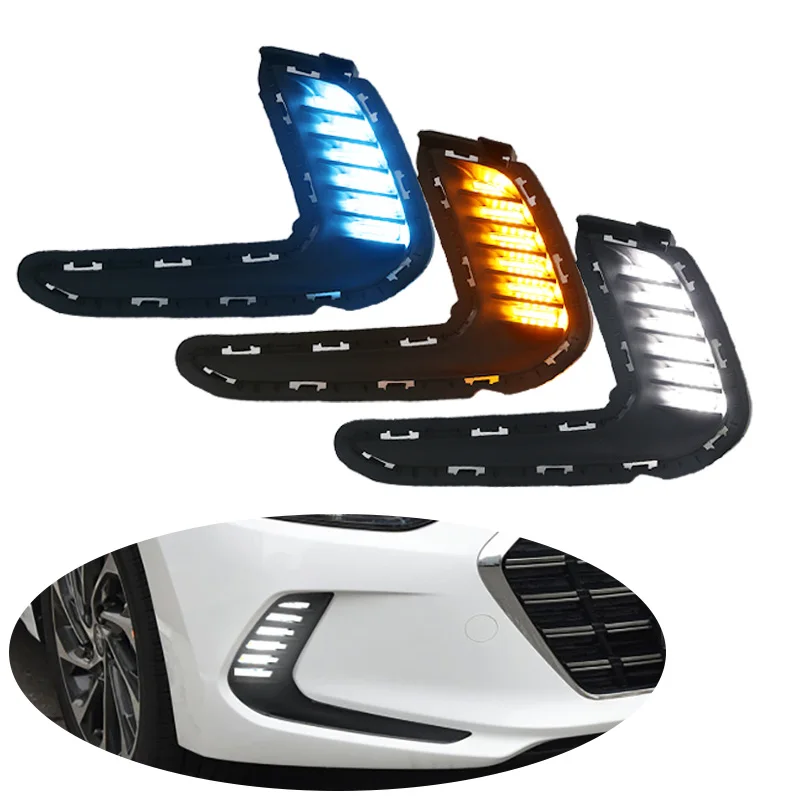 1Pair Daytime Running DRL Fog Light Turn Signal Lamp For Hyundai Elantra 17-18 AD