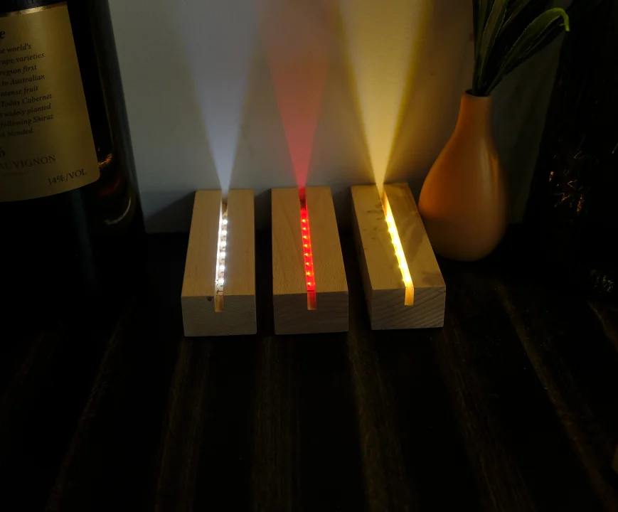 Xianfa Wholesale Solid Wood Led Display Night Light Base Holder Stand 3d Led Lamp Wooden Base For Diy Acrylic USB Wooden Base