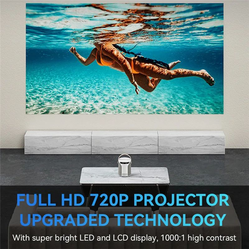Professional Manufacture LCD Display 100 ANSI Lumens Native HD 720P Projectors for Home Cinema Entertainment