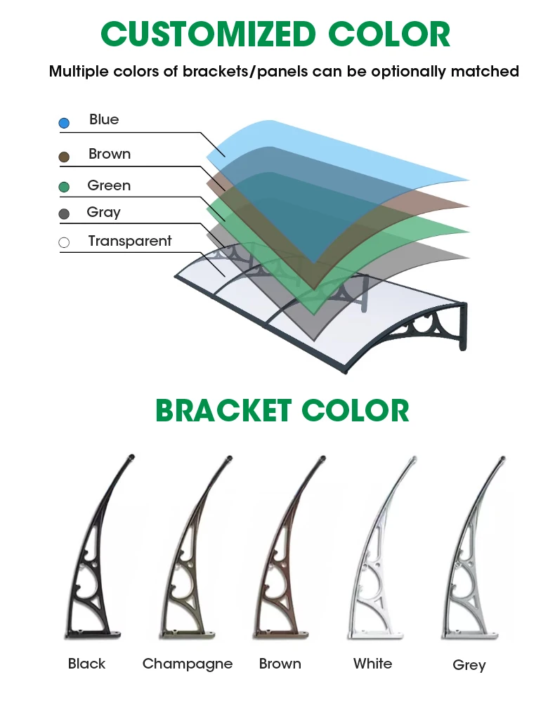 Foshan Guansu factory custom 80*120cm outdoor heat resistant aluminum material solid sheet awning for door window