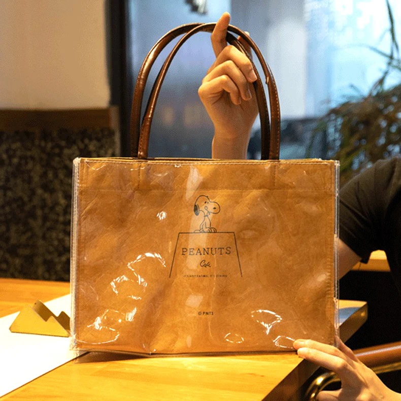 Wholesale Reusable Custom Logo Printed Waterproof Washable Plain Brown Kraft Dupont Tyvek Paper Packaging Shopping Tote Bag