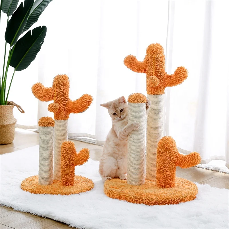 US Stock Free Shipping Modern Cactus Cat Tree Cat Scratching Post Interactive Toy Dangling Ball
