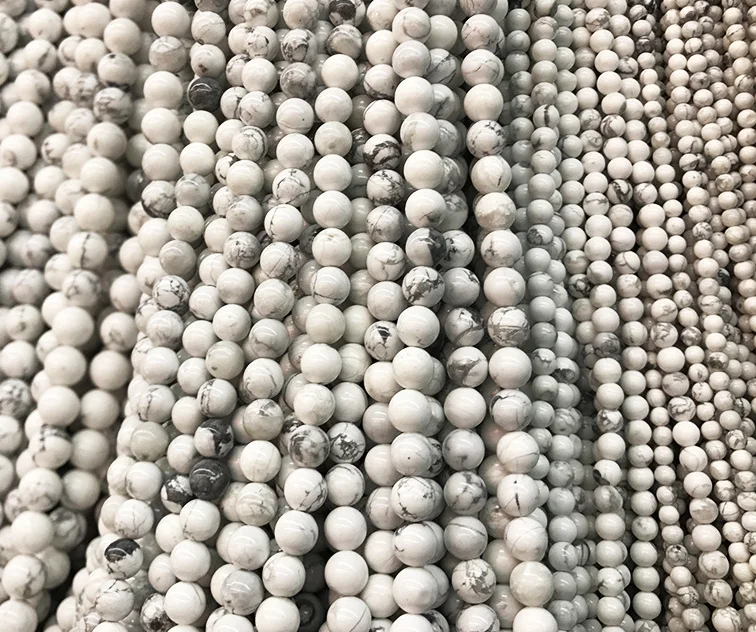 Оптовая продажа натуральный цвет белый камень свободные бусины howlite для изготовления браслетов ювелирных изделий