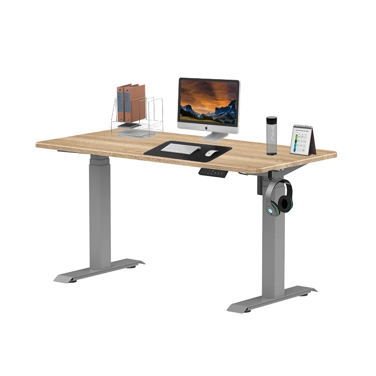 Office Home Electric Single Motor Desk Sit And Standing Up Computer Lift Desk White Frame Adjustable Height