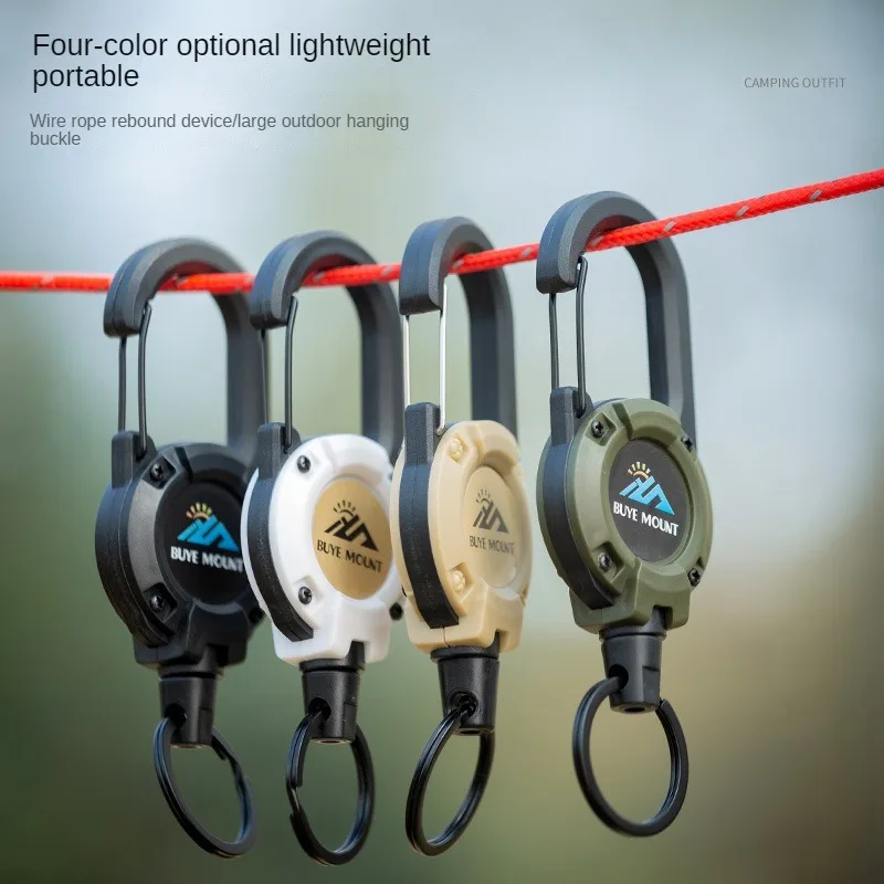 Custom Carabiner Retractable Keychain ID Badge Reel Multi-Functional Bottle Holder for Outdoor Sports for Camping Hiking Fishing