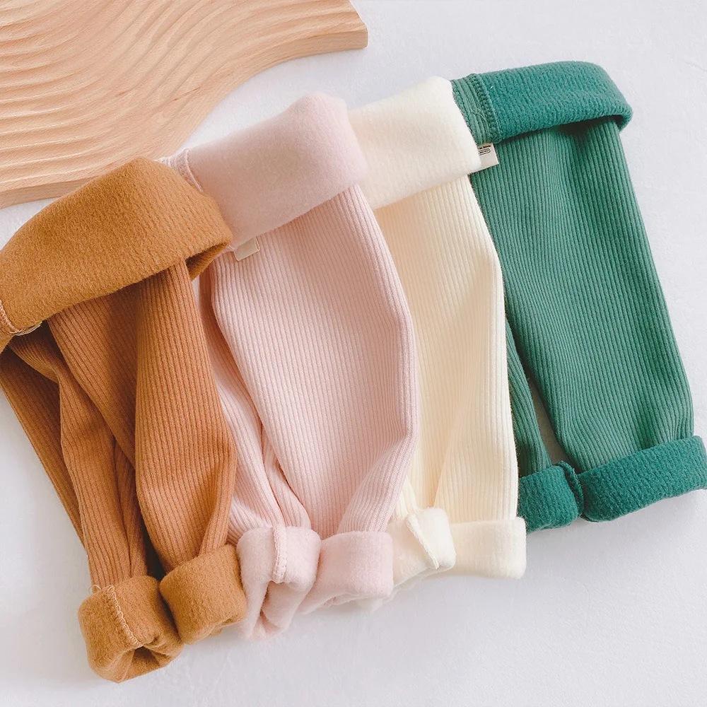 Winter thickened thread leggings for infants 0-3 years old simple versatile elastic large PP pants for boys and girls
