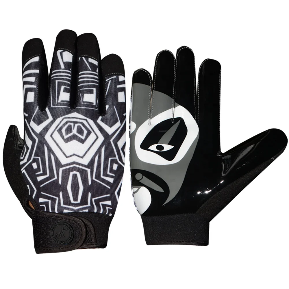 MOREOK Full Finger Outdoor Sports Breathable Microfiber Full Palm Silicone Print Non-slip Rugby Gloves for Men Women