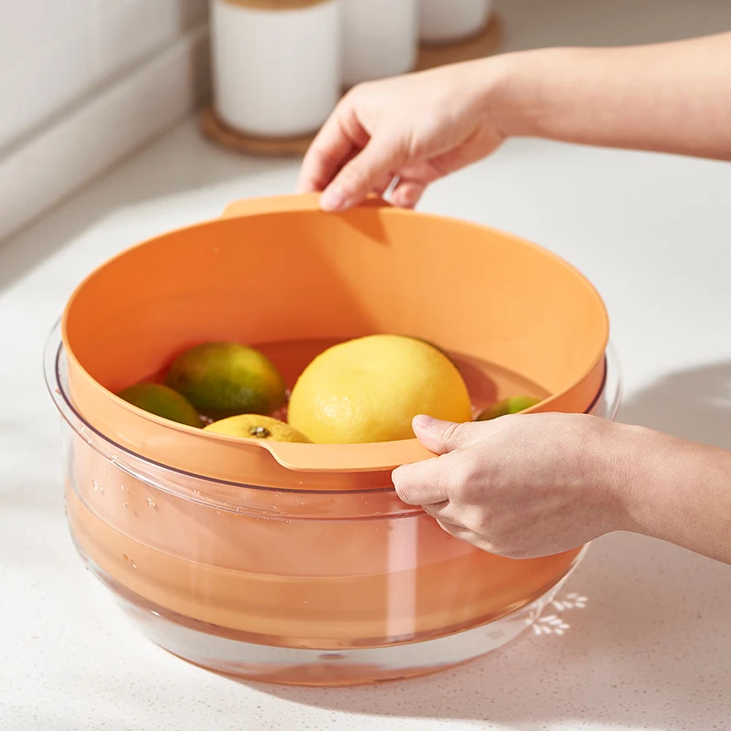 Vegetable drain basket water saving balanced strainer colander kitchen