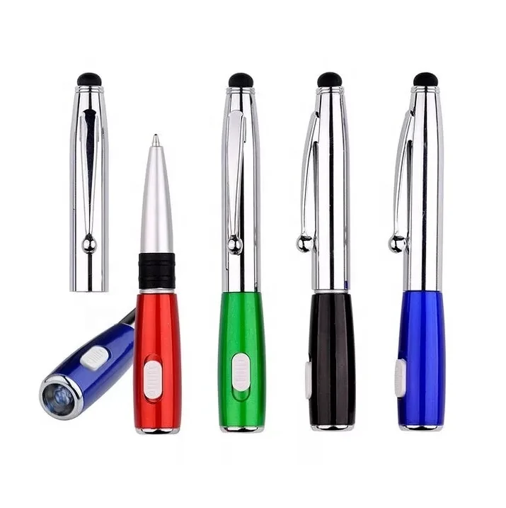 Custom Office Plastic ABS Advertising Stylus Led Light Pen With Multifunction