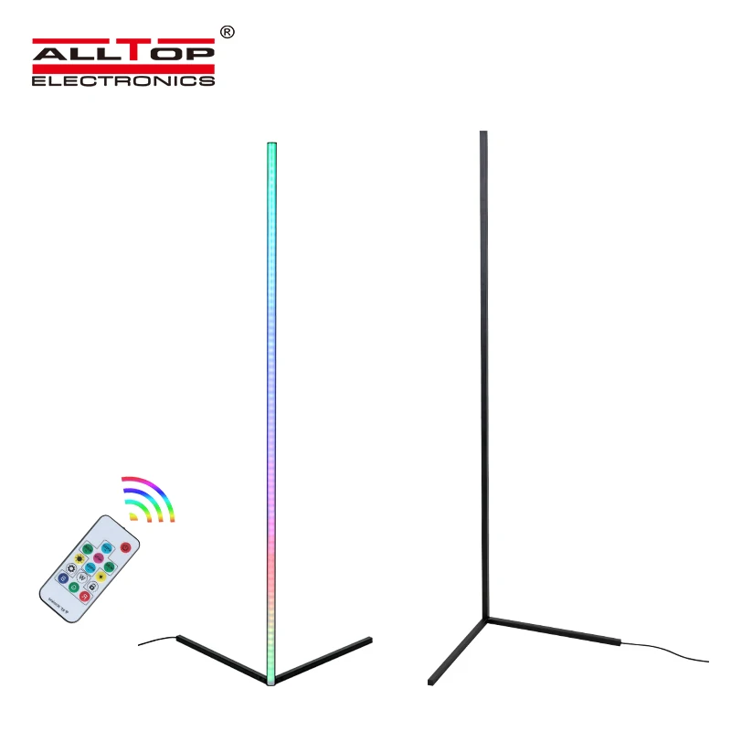 
ALLTOP Factory Wholesale Black White Aluminium Corner Indoor 14w Modern RGB Colorful LED Floor Lamp 