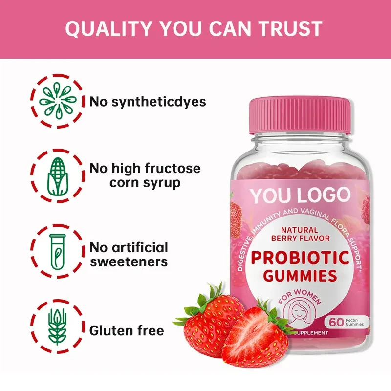 Super Natural Berry Flavor Probiotic Gummies For Women Digestive Immunity Support Probiotic Gummies