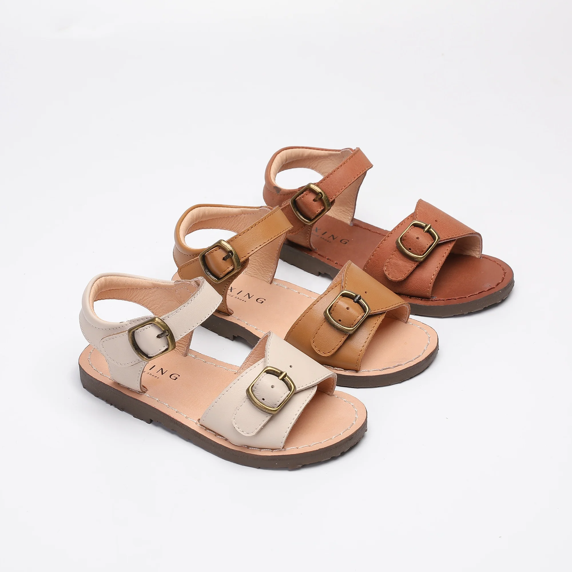 Lexing Kids Shoes 2023 Toddler Girl Boy Genuine Leather Slingback Strappy Sandals with Buckle