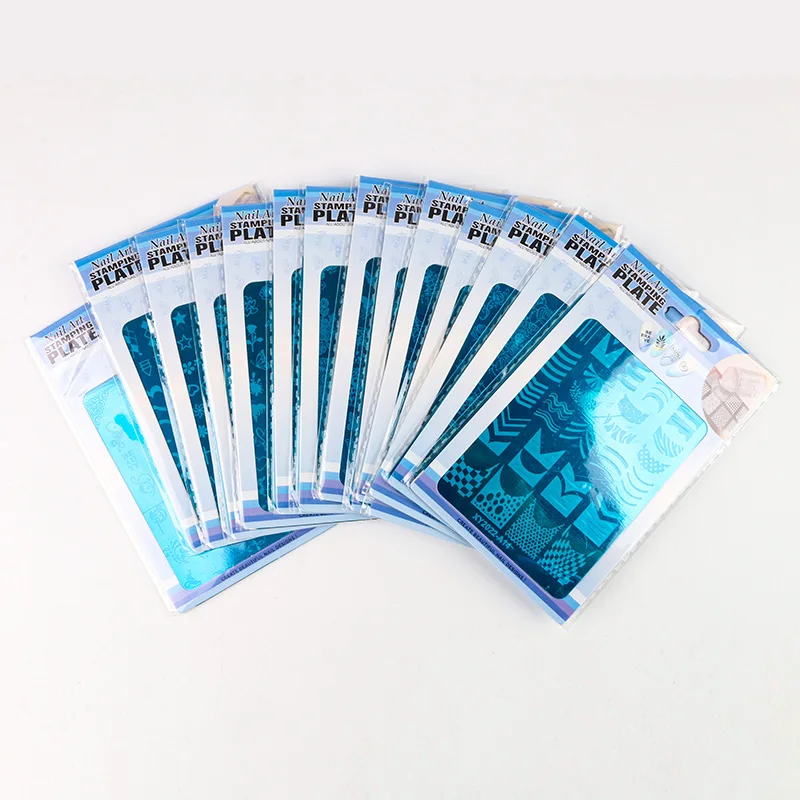 Professional 14Pcs Styles Nail Manicuring DIY Printing Tools For Nail Tips 3D Art Design Printing Gel Polish Steel Plate