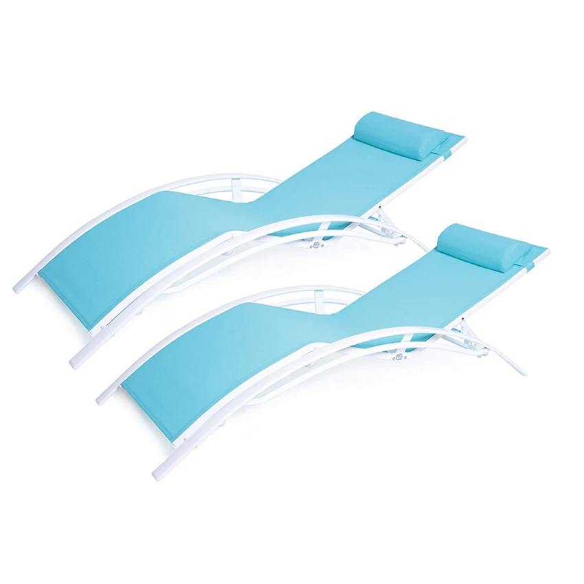 Outdoor/garden/pool/patio used color strong optional aluminum adjustable sun bed lounge chair