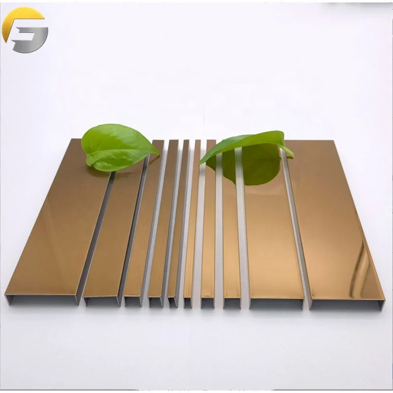 CL0084 Decorative Profiles Hotel Wall 316 Bronze Pvd Color Coated Decorative 201 Stainless Steel Metal Wall Edge Trim Strips