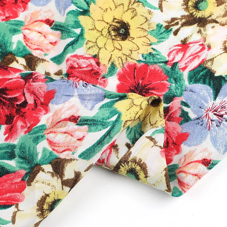 
Export standard quality sustainable print colorful blooming floral rayon fabric 